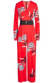 Diane von Furstenberg Printed Silk Jumpsuit at Stylebop